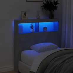 Armoire tête de lit avec LED gris béton 100x17x102 cm><noscript><img width=