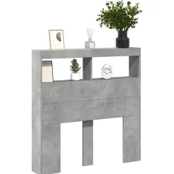 Armoire tête de lit avec LED gris béton 100x17x102 cm><noscript><img width=