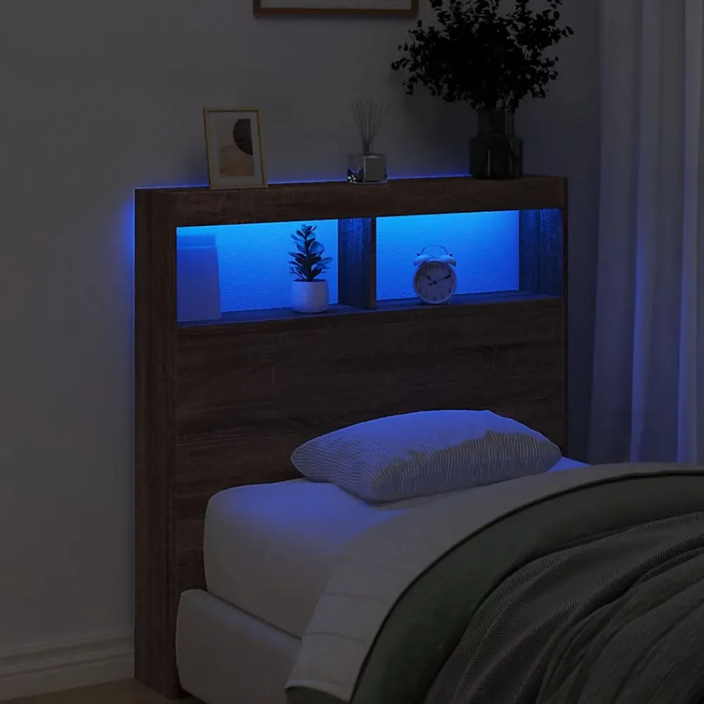Vidaxl Armoire tête de lit avec LED chêne marron 100x17x102 cm* Tête De Lit