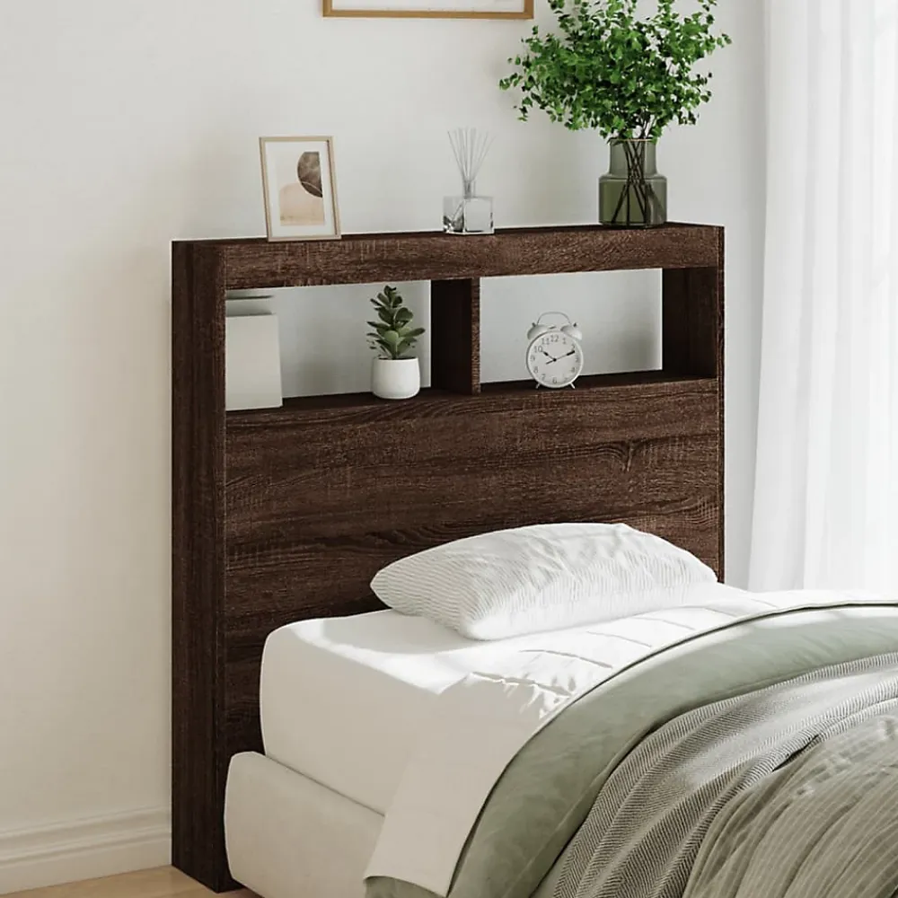 Vidaxl Armoire tête de lit avec LED chêne marron 100x17x102 cm* Tête De Lit