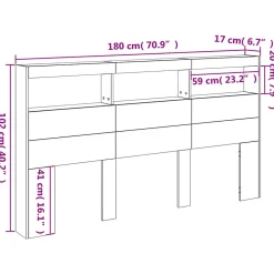 Armoire tête de lit avec LED blanc 180x17x102 cm><noscript><img width=