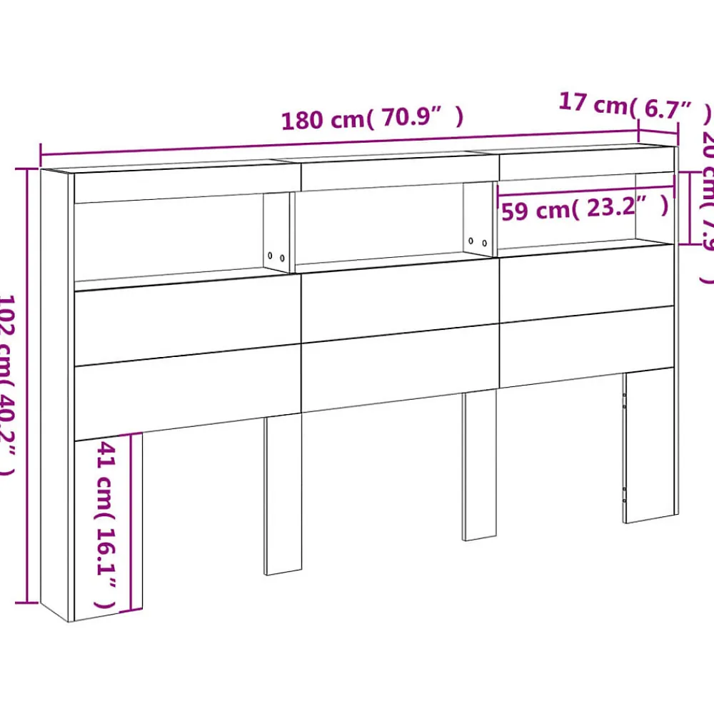 Armoire tête de lit avec LED blanc 180x17x102 cm>Vidaxl Sale