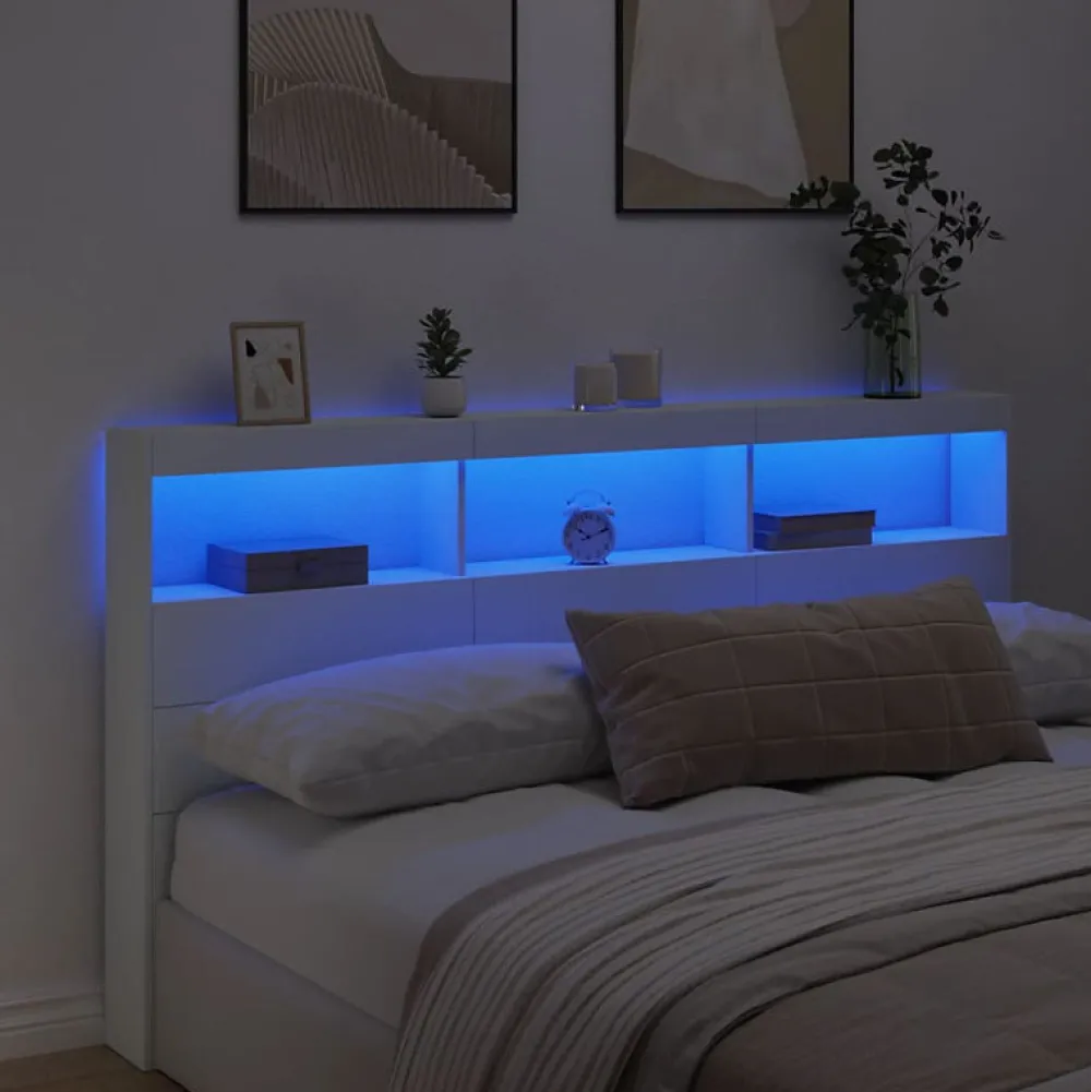 Armoire tête de lit avec LED blanc 180x17x102 cm>Vidaxl Sale