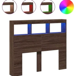 Vidaxl Armoire tête de lit avec LED chêne marron 120x17x102 cm* Tête De Lit