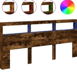 Armoire tête de lit avec LED chêne fumé 220x17x102 cm>Vidaxl Best