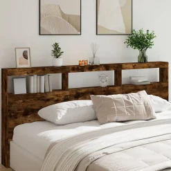Armoire tête de lit avec LED chêne fumé 220x17x102 cm>Vidaxl Best