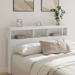 Armoire tête de lit avec LED blanc 160x17x102 cm>Vidaxl Hot