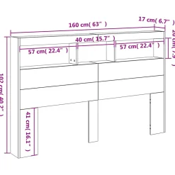 Armoire tête de lit avec LED blanc 160x17x102 cm><noscript><img width=