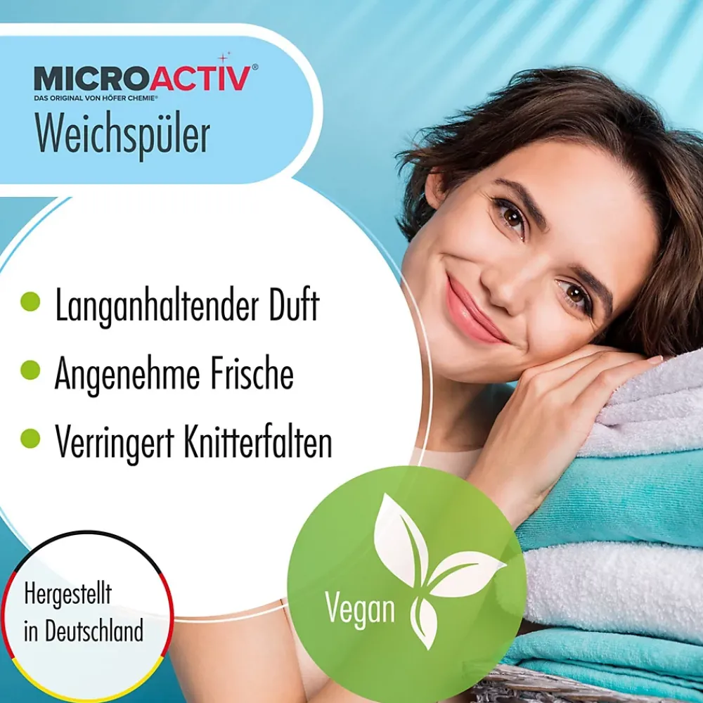 Höfer Chemie Assouplissant Végétalien Classic Blue 2 x 10 L, Linge Doux Et Parfum Longue Durée* Nettoyant Pour Salle De Bains