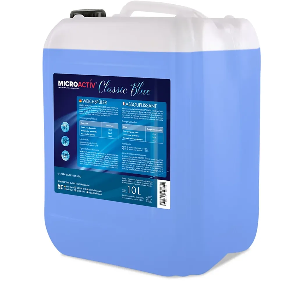 Höfer Chemie Assouplissant Végétalien Classic Blue 2 x 10 L, Linge Doux Et Parfum Longue Durée* Nettoyant Pour Salle De Bains