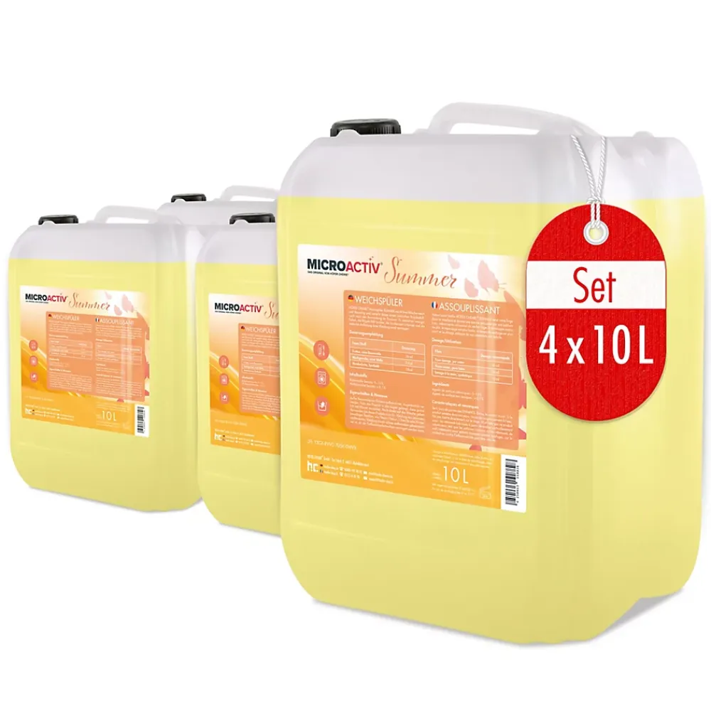 Höfer Chemie Assouplissant Végétalien Summer 4 x 10 L, Linge Doux, Parfum Estival Et Séchage Rapide* Nettoyant Pour Salle De Bains
