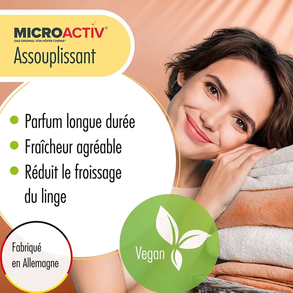 Höfer Chemie Assouplissant Végétalien Summer 4 x 10 L, Linge Doux, Parfum Estival Et Séchage Rapide* Nettoyant Pour Salle De Bains