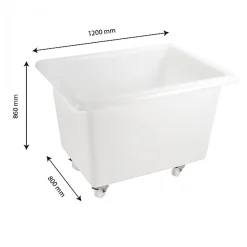 Bac grand volume 500 L - 2 roues fixes, 2 pivotantes avec freins - blanc><noscript><img width=