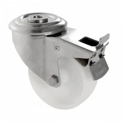 Bac grand volume 500 L - 2 roues fixes, 2 pivotantes avec freins - blanc><noscript><img width=
