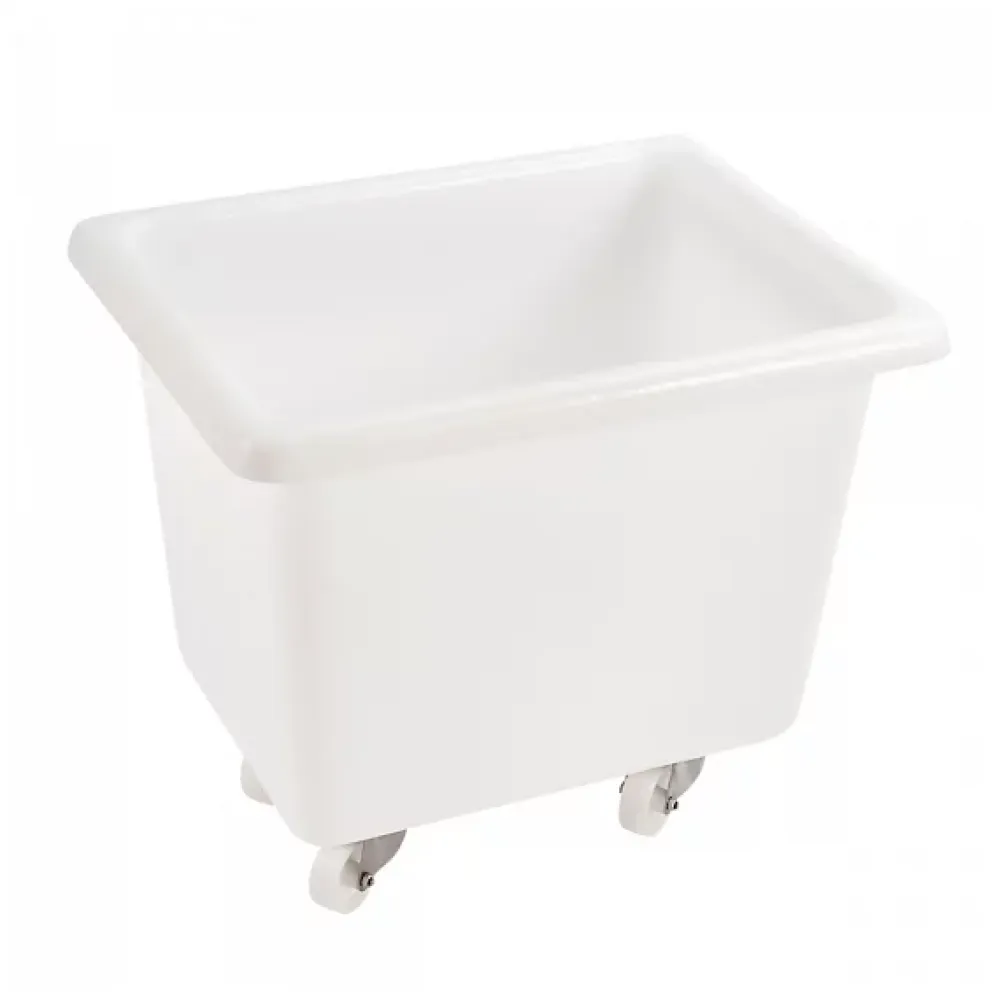 Gilac Bac grand volume 100 L - 2 roues fixes, 2 pivotantes avec freins - blanc* Seau, Bassine, Récipient De Ménage