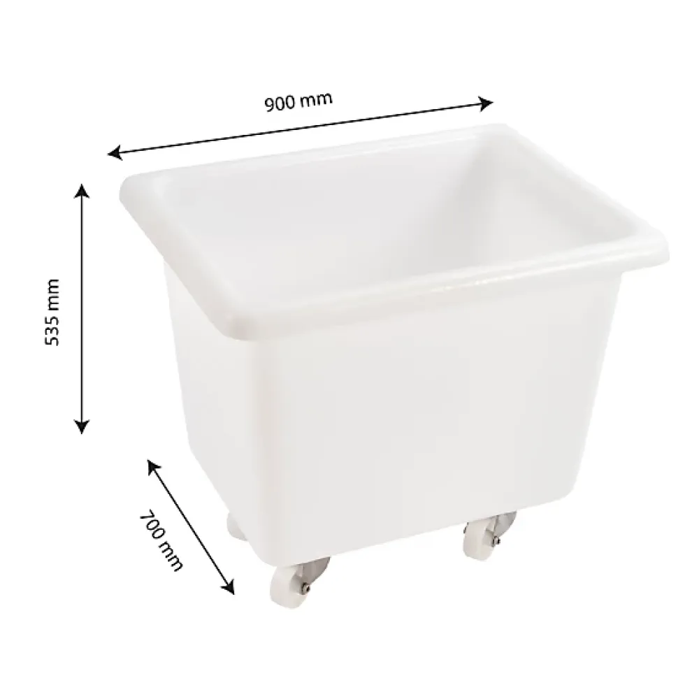 Gilac Bac grand volume 220 L - 2 roues fixes, 2 pivotantes avec freins - blanc* Seau, Bassine, Récipient De Ménage