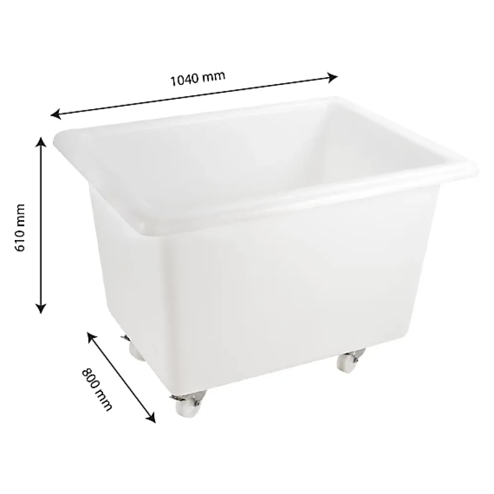 Gilac Bac grand volume 310 L - 2 roues fixes, 2 pivotantes avec freins - blanc* Seau, Bassine, Récipient De Ménage