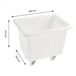 Bac grand volume 220 L - 4 roues pivotantes dont 2 avec freins - blanc><noscript><img width=