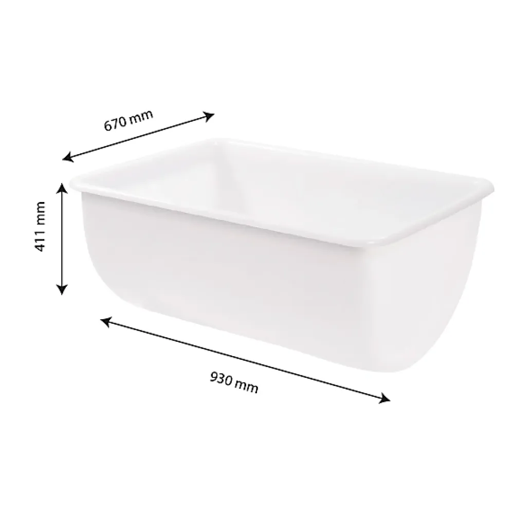 Gilac Bac grand volume semi-cylindrique 170 L - blanc* Seau, Bassine, Récipient De Ménage