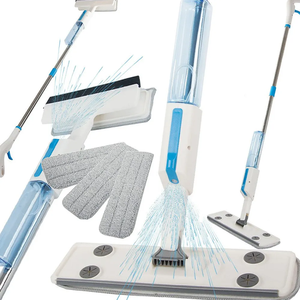 Balai serpillière 2 en 1 plat avec pulvérisateur, raclette à vitres, lave-glace + 3 Lavettes>Importdistrib Outlet
