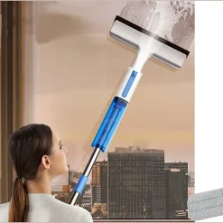 Balai serpillière 2 en 1 plat avec pulvérisateur, raclette à vitres, lave-glace + 3 Lavettes><noscript><img width=