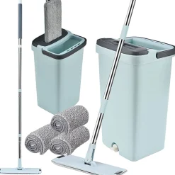 Balai serpillière plat avec seau essoreuse deux compartiments + 3x lavette offerte>Importdistrib Outlet