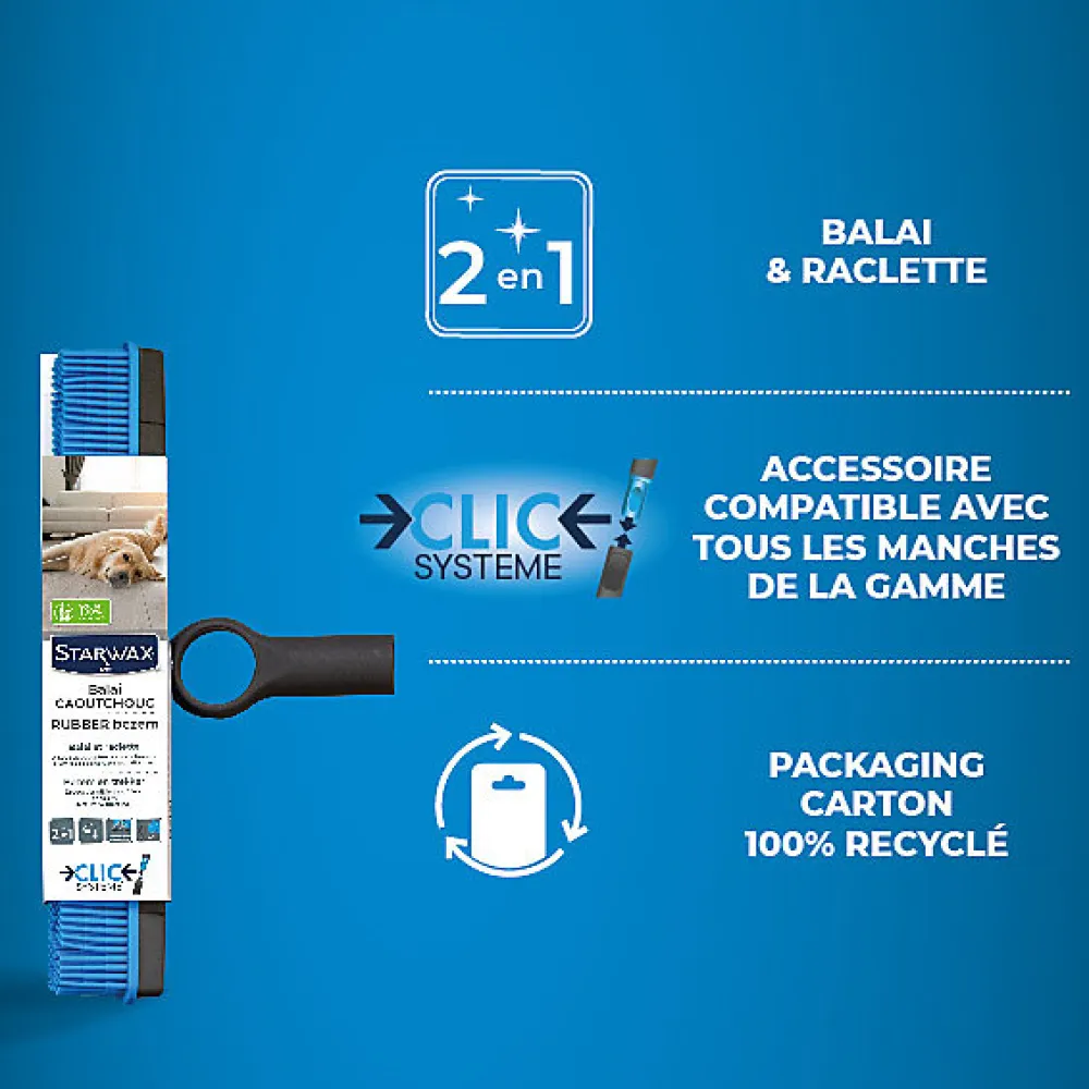 Starwax Balai en caoutchouc Clic Système* Balai Et Tête De Balai