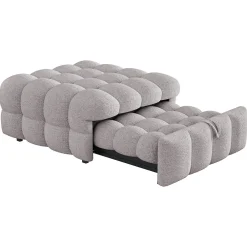 Banquette Convertible - Lit Pliant 2-en-1 avec Lit D'Appoint, Tissu Pelucheux Teddy, Gris, 183x76x42 cm><noscript><img width=