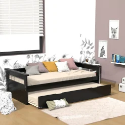 Weber Industries Banquette gigogne TOLEDE 90x190 + 2 sommiers + 1 tiroir-lit / Noir* Lit Gigogne