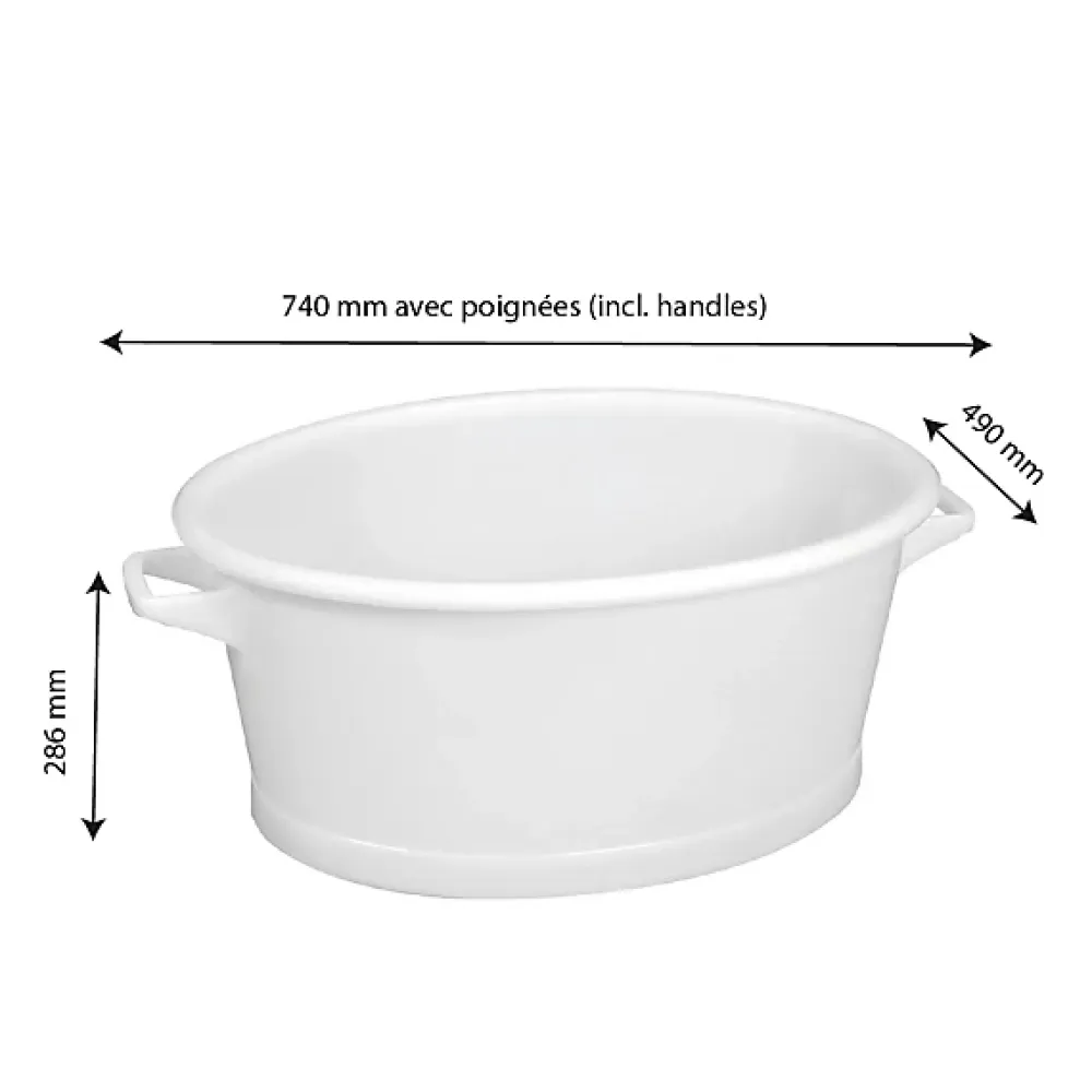 Gilac Baquet ovale fond renforcé 60 L - blanc* Seau, Bassine, Récipient De Ménage