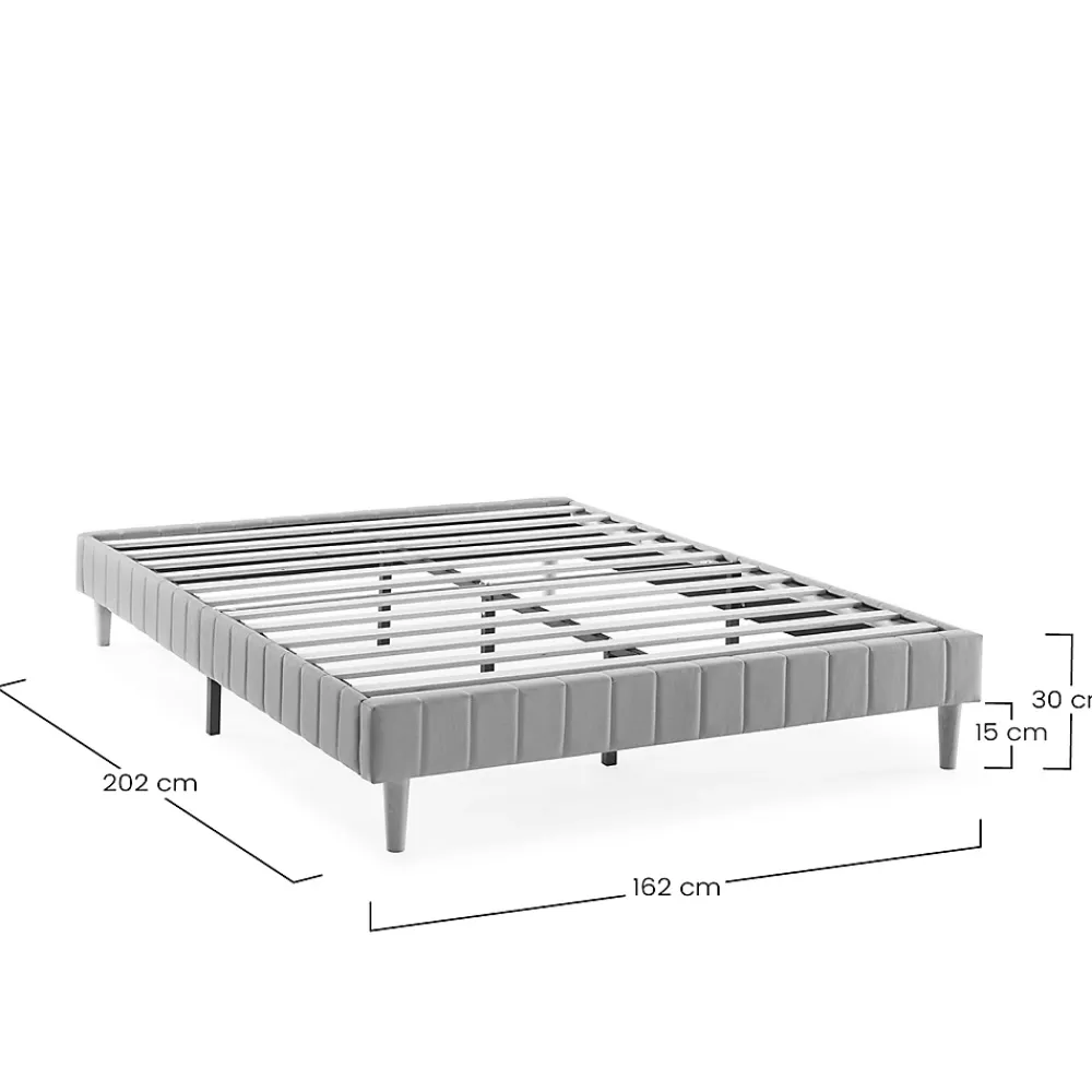 Vs Venta-Stock Base rembourrée Eris 160x200 cm Gris clair* Sommier