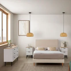 Base rembourrée Niebla 160x200 cm Imitation tissu mouton beige>Vs Venta-Stock Clearance