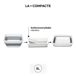Bassine retractable 8L - Blanc Gris -><noscript><img width=