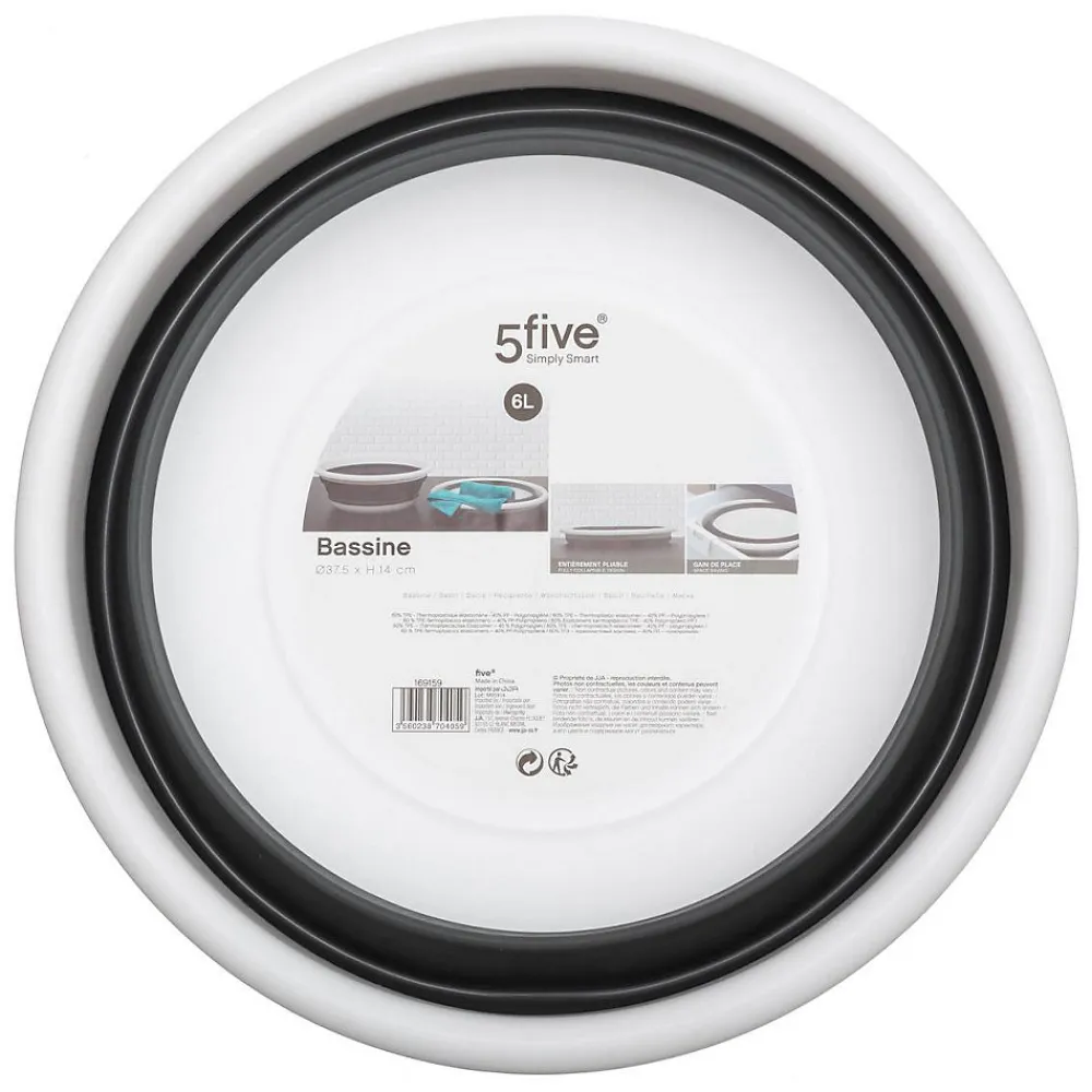 Bassine retractable 6L - Blanc Gris clair ->5Five Discount