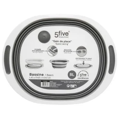 Bassine Retractable 8L avec bouchon de vidange gris et blanc - Blanc->5Five New