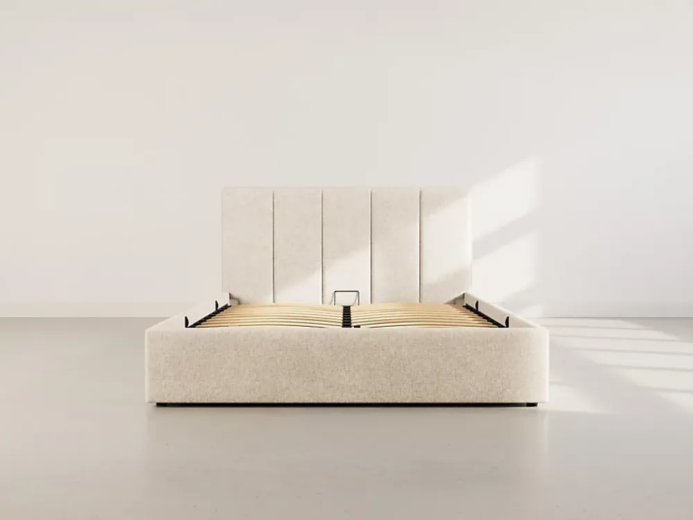 Best Mobilier Beanie - lit coffre - 160x200 cm - en velours - sommier inclus -* Lit Coffre