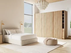 Best Mobilier Beanie - lit coffre - 160x200 cm - en velours - sommier inclus -* Lit Coffre
