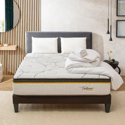 LITERIE Pack 3.0 140x200 cm Matelas Ressorts + Sommier Bois + Accessoires>Bellecour Hot