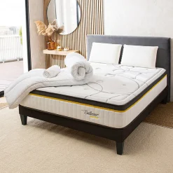 LITERIE Pack 3.0 140x200 cm Matelas Ressorts + Sommier Bois + Accessoires><noscript><img data-lazyloaded=