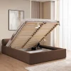 Lisa Design Billy - lit coffre - 140x190 cm - en tissu texturé - sommier inclus -* Lit Coffre