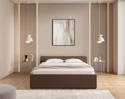Lisa Design Billy - lit coffre - 140x190 cm - en tissu texturé - sommier inclus -* Lit Coffre
