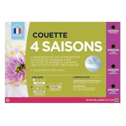 Couette 4 saisons - 140 x 200 cm - Blanc><noscript><img width=
