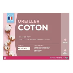 Blanreve Lot de 2 Oreillers en coton - 60 x 60 cm - Blanc* Oreiller Moelleux