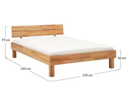 Lisa Design Bonnie - cadre de lit - 140x200 cm - chêne massif -* Lit Double