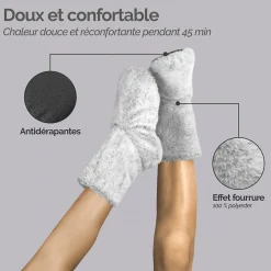 Boots, bottes, chaussons chauffants micro ondes déhoussables - Du 36 au 43 - Gris clair -><noscript><img width=