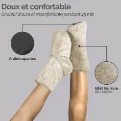 Boots, bottes, chaussons chauffants micro ondes déhoussables - Du 36 au 43 - Gris clair -><noscript><img width=