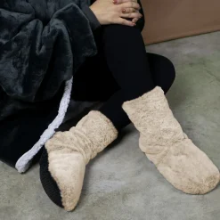 Boots, bottes, chaussons chauffants micro ondes déhoussables - Du 36 au 43 - Gris clair -><noscript><img width=