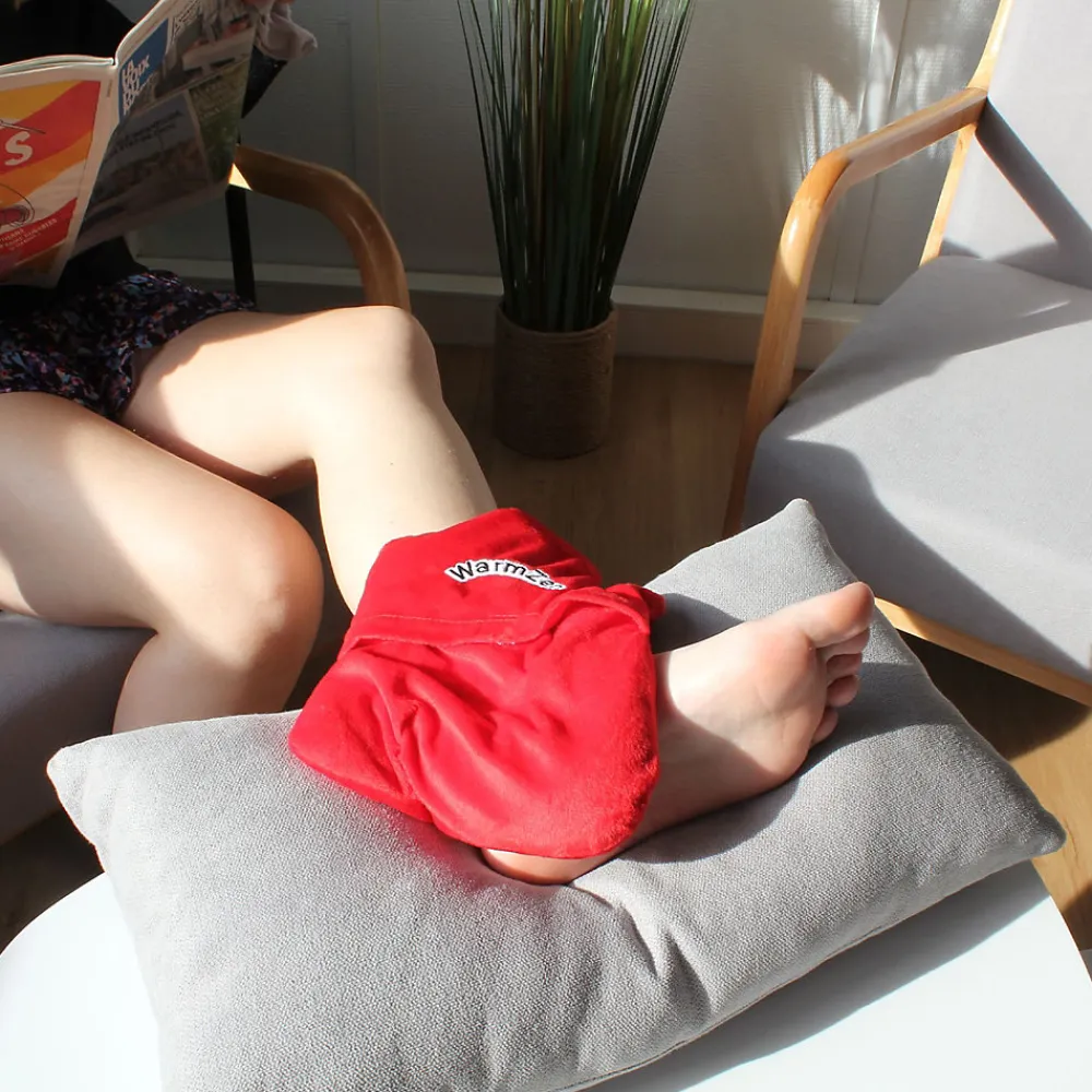 Fishtec Bouillotte naturelle graines de lin Polaire rouge Chaud ou Froid Soulage Lavable 30 C* Couverture