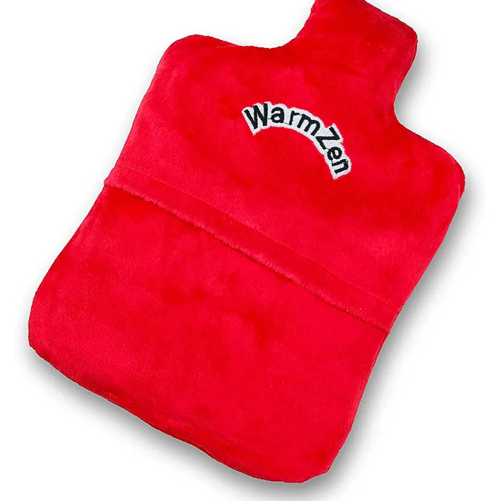 Fishtec Bouillotte naturelle graines de lin Polaire rouge Chaud ou Froid Soulage Lavable 30 C* Couverture