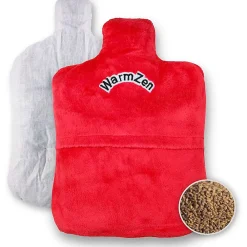 Fishtec Bouillotte naturelle graines de lin Polaire rouge Chaud ou Froid Soulage Lavable 30 C* Couverture